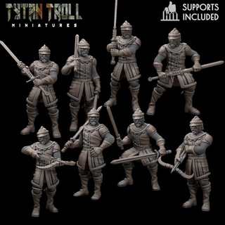 mercenary landskencht 2 bundle pre-supported tytantroll miniatures army dragons dungeons fantasy mini miniatures scale soldier german dnd merc 32mm mercenary gloomhaven frosthaven landschneckt  3d print model - Mito3D
