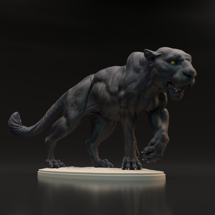 negro pantera jaguar animal guarida miniaturas Arte gato criatura figura figurilla realista escultura compañero fauna silvestre depredador coleccionable leopardo 3D print model - Mito3D