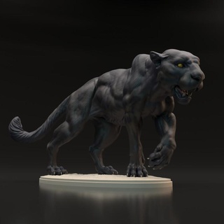 schwarz Panther Jaguar Tier Miniaturen Kunst Katze Kreatur Zahl Figur realistisch Skulptur Begleiter Tierwelt Raubtier Sammlerstück Leopard 3d print model - Mito3D