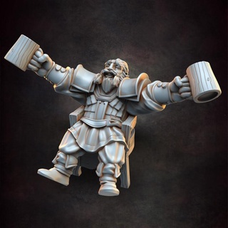 drunken dwarf red clay collectibles Tabletop Characters & Creatures Fantasy Universe Store beer mug dwarven drunk tavern ale 3d print model - Mito3D