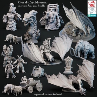 icy mountains - white dragon dwarves bundle 18 2moronic miniatures Tabletop Characters & Creatures Fantasy Universe board bust dragons dungeons fantasy game golem rpg yeti cannon dwarf throne wagon mammoth d&d dnd pathfinder 5e 2e 3d print model - Mito3D