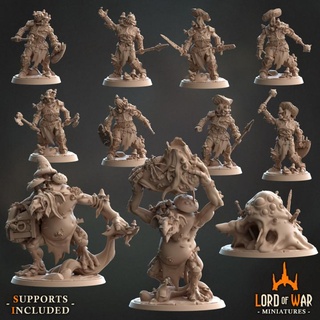 complete troll's & fungus knights army bundle presupported lord war miniatures Tabletop Characters Creatures Fantasy Universe axe dragons dungeons fantasy knight modular roleplay rpg shield sword troll miniature weapons boardgame mace tabletop wargame break dnd blob lance supported 3d print model - Mito3D