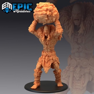 stone giant rock throw male mountain guard nordic folk epic-miniatures fantasy medieval monster rpg warhammer sla enemy tabletop dungeon dnd pathfinder npc pre-supported supported pre 3d print model - Mito3D