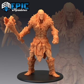 stone giant club male mountain guard nordic rock folk epic-miniatures fantasy medieval monster rpg warhammer sla enemy tabletop dungeon dnd pathfinder npc pre-supported supported pre 3d print model - Mito3D