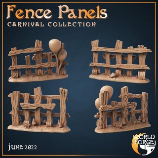 carnival fences x2 world forge miniatures Tabletop 3D Printable Terrain Fantasy decoration fantasy fence prop terrain wood panel dnd scenery barrier 3d print model - Mito3D