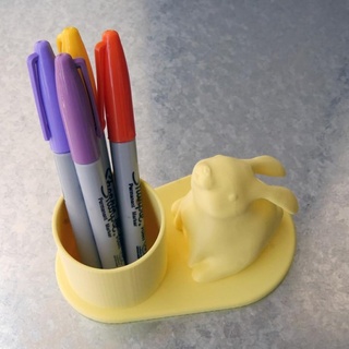 small bunny rabbit pen holder philippe barreaud Home & Garden Office Pen Holders easter sharpie penholder bunnyrabbit sharpieholder 3d print model - Mito3D