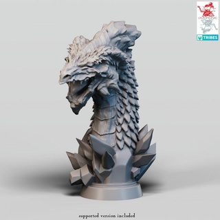 white dragon bust trophy 2moronic miniatures Tabletop Characters & Creatures Fantasy Universe Fan Art Busts board dragons dungeons fantasy game rpg tabletop d&d dnd pathfinder 5e pre-supported 2e 3d print model - Mito3D