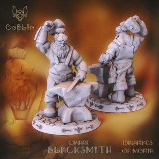 dwarf blacksmith - dwarfs moria goblin art studios Tabletop Characters & Creatures Fantasy Universe axe figurine highdetail miniatures rpg toys war warhammer warrior painting hammer 3dprinting anvil boardgame tabletop forge dnd 3dminiature 3d print model - Mito3D