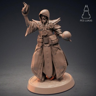 human wizard pes lukas  Tabletop Tabletop Characters & Creatures Fantasy Universe Tabletop Tabletop Characters & Creatures hero human man wizard magic male mage warlock oldman sorcerer  3d print model - Mito3D