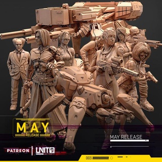 cyberpunk models bundle - may22 release unit9 Tabletop Characters & Creatures Sci-Fi Universe Vehicles Machines miniatures scifi boardgames wargame patreon 28mm 32mm tabletopgames may skirmishgame 3d print model - Mito3D