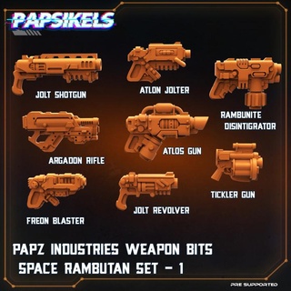 papz industries weapon bits space rambutan set 1 papsikels miniatures  Tabletop Tabletop Characters & Creatures Sci-Fi Universe Tabletop Tabletop Characters & Creatures set weapons bits  3d print model - Mito3D