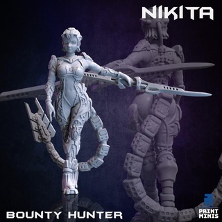 nikita - bounty hunter collection print minis Tabletop Characters & Creatures Sci-Fi Universe alien android female robot sci-fi assassin cyberpunk 3d print model - Mito3D