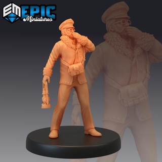 train conductor whistle male human steampunk tech character epic-miniatures fantasy medieval monster rpg warhammer sla enemy tabletop dungeon dnd pathfinder npc pre-supported supported pre 3d print model - Mito3D