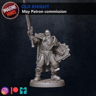 loyalty reward 03 months - old knight imagine minis Tabletop Characters & Creatures Fantasy Universe fighter human rpg shield warrior miniature warcraft wow paladin dnd pathfinder 32mm aos ttrpg 5e dnd5e 3d print model - Mito3D