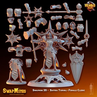 swapmini 35 zaffiro torval femmina chierico eroi bestie tavolo personaggi creature fantasia universo 3d print model - Mito3D