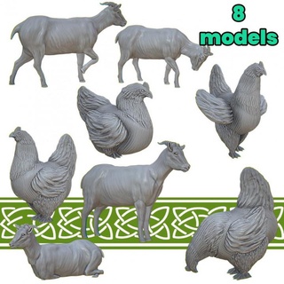 viking farm animals key capas Toys & Games Animal Creature Figures Tabletop Characters Creatures goat chicken chickens village scenery goats 3d print model - Mito3D