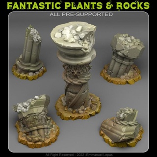 ancien grec ruines fantastique plantes rochers table 3D imprimable terrain fantaisie Emmanuel 4k tribu prise charge 8k 16k 6k 3d print model - Mito3D