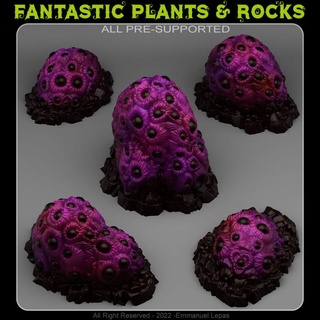 karanlık gözler bitkiler fantastik kayalar masaüstü 3D yazdırılabilir arazi fantezi Emmanuel 4k kabile Bırak destekli 8k 16k 6k 3d print model - Mito3D