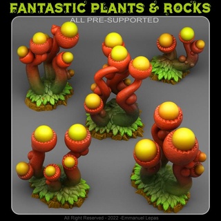 tentacule gland plantes fantastique rochers table 3D imprimable terrain Sci Emmanuel 4k tribu 8k 16k 6k 3d print model - Mito3D