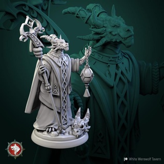 dragonborn high priest 32 mm pre-supported white werewolf tavern Tabletop Characters & Creatures Fantasy Universe creature monster rpg character dnd pathfinder 3d print model - Mito3D