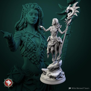 nala dragon seigneurie 75 mm 32 pre supported blanc loup garou taverne table personnages créatures fantaisie univers femelle personnage mage dragonborn dnd 3d print model - Mito3D