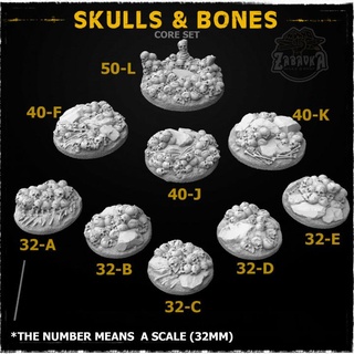 skulls bones base toppers zabavka workshop Tabletop accessories 40k battle bone fantasy stone terrain topper undead warhammer death wargame dioramma 3d print model - Mito3D