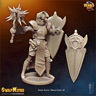 female cleric v2 heroes & beasts Tabletop Characters Creatures Fantasy Universe 3d print model - Mito3D