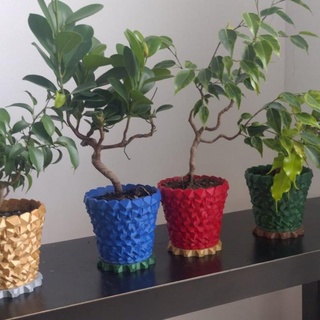 plantador drenagem buracos garoto casa jardim utensílios domésticos vasos potes plantadores plantar pires bonsai icosaedro 3d print model - Mito3D