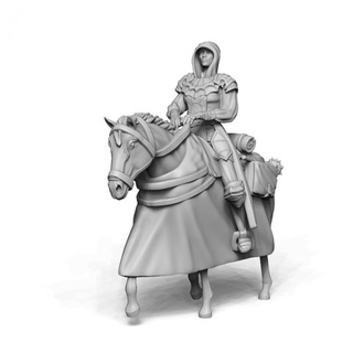 mounted guard cleric - bandits knights vol2 kickstarter yourneighborknight minis Tabletop Characters & Creatures Fantasy Universe fighter knight warrior horse mage mace healer warcaster 3d print model - Mito3D