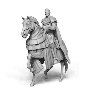 mounted guard captain - bandits knights vol2 kickstarter yourneighborknight minis Tabletop Characters & Creatures Fantasy Universe armor fighter knight plate sword warrior horse cape full 3d print model - Mito3D