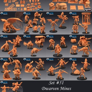 dwarven mines set underground dwarf encounter rock tunnel modular tiles mine collection pre-supported epic-miniatures dragon fantasy giant medieval monster prop rpg warhammer bull props sla enemy tabletop ground dungeon mountain dnd openlock pathfinder mimic mephit npc magmin supported pre adamantine 3d print model - Mito3D