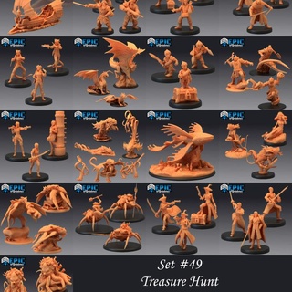 treasure hunt set pirate & ocean encounter corsair island collection pre-supported epic-miniatures dragon fantasy goblin kraken medieval monster orc rpg turtle warhammer whale hunter sla enemy tabletop dungeon crab dnd pathfinder npc supported pre 3d print model - Mito3D