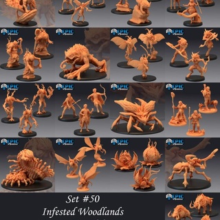 infestée bois ensemble insecte plante rencontre forêt collection pre supported epic miniatures dragon fantaisie homme médiéval monstre rpg marteau guerre sla satyre ennemi table donjon jungle dnd crapaud sanglier brindille éclaireur druide papillon nuit vieille sorcière PNJ flétrissement prise charge pré 3d print model - Mito3D