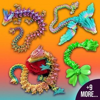 cinderwing3d design bundle 13 cinderwing3d  Toys & Games print animal creature cute dragon fantasy funny mythical new pet flexible articulated crystal articulating printinplace flexi supports print-in-place place fidget dnd nosupports wiggle crystals jiggle cinderwing3d crystaldragon cinderwing voidseadragon cloverdragon flyingserpent woodlanddragon dungoensfun  3d print model - Mito3D