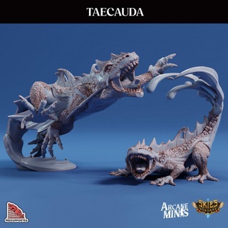 taecauda lizards arcane minis dragon dragons dungeons roleplay rpg wings magic steampunk dungeon acid glider d&d 28mm dnd 35mm 32mm 5e eberron poses pre-supported arcanapunk magipunk magitech sordane supported skies gliding taecuda scalepresupported 3d print model - Mito3D