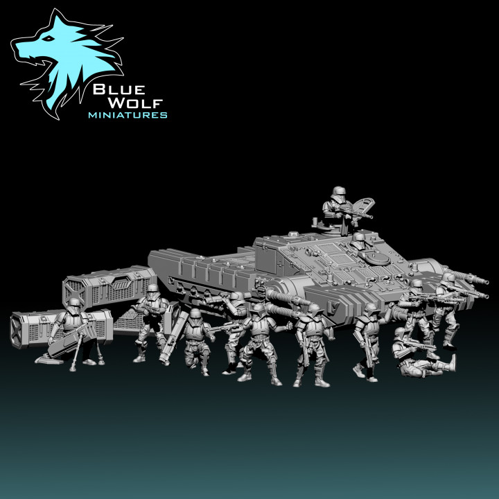 tanque soldados cristal haz azul lobo miniaturas mesa caracteres criaturas Sci Fi universo vehiculos máquinas sci fi estrella guerras juego guerra legión imperio sw 3D print model - Mito3D