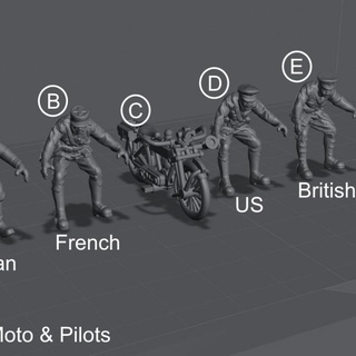 ww1- 28mm moto pilots 6 stl- files pre-supported - test printed alphonse marcel Tabletop Characters & Creatures Historical Universe figurine pilot soldier miniature ww1 3d print model - Mito3D