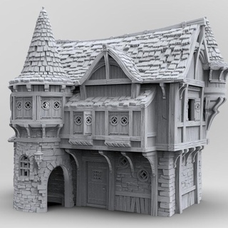 Ankrabourg Yönetim bina 3dlayeredscenery masaüstü 3D yazdırılabilir arazi fantezi ev Ortaçağa ait Warhammer Zindanlar Ejderhalar dnd manzara Mordheim Tudor 3d print model - Mito3D
