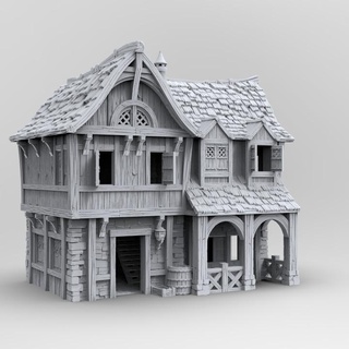 Ankrabourg sivil ev 3 3dlayeredscenery masaüstü 3D yazdırılabilir arazi fantezi bina Ortaçağa ait Warhammer Zindanlar Ejderhalar dnd manzara Mordheim Tudor 3d print model - Mito3D