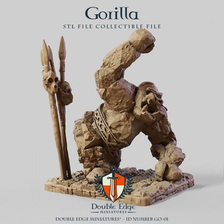 gorilla - go 01 double edge miniatures Tabletop Characters & Creatures Fantasy Universe stl golem 3dprint boardgame tabletop miniaturepainting 3d print model - Mito3D