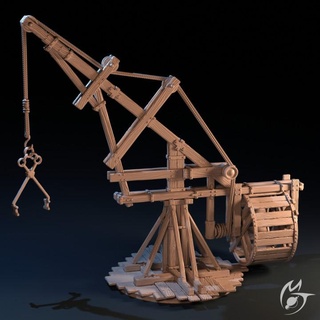 ferro guindaste espalhar terreno tlon tampo mesa 3D imprimível fantasia mecânico medieval suporte mineiro roda masmorra cenário 3d print model - Mito3D