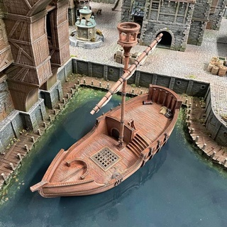ancrabourg - merchants vessel 3dlayeredscenery Tabletop Characters & Creatures Fantasy Universe Vehicles Machines boat fantasy house medieval ship warhammer dungeonsanddragons dnd scenery mordheim tudor 3d print model - Mito3D