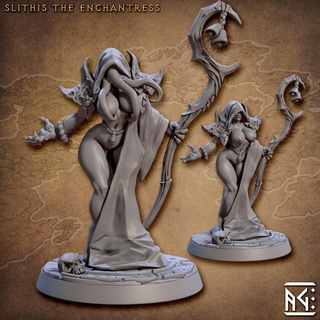 slithis enchantress - slathaai house mora beauty fantasy pinup artisan guild dragons dungeons rpg depth miniature mind tabletop cthulhu one supports wargame dnd underdark ttrpg flayer presupported supported arcanist 3d print model - Mito3D