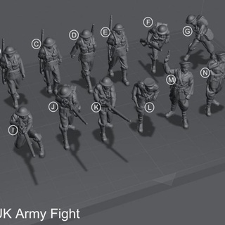 ww1 uk squad - wargame 28mm files pre-supported test printed alphonse marcel Tabletop Characters & Creatures Historical Universe soldier mortar machinegun officer 3d print model - Mito3D
