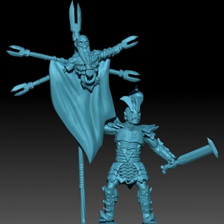 kzkminis - iron fang clan banner bearer horn Tabletop Characters & Creatures Fantasy Universe fantasy warhammer lotr orcs esdla mesbg dolguldur gundabag 3d print model - Mito3D