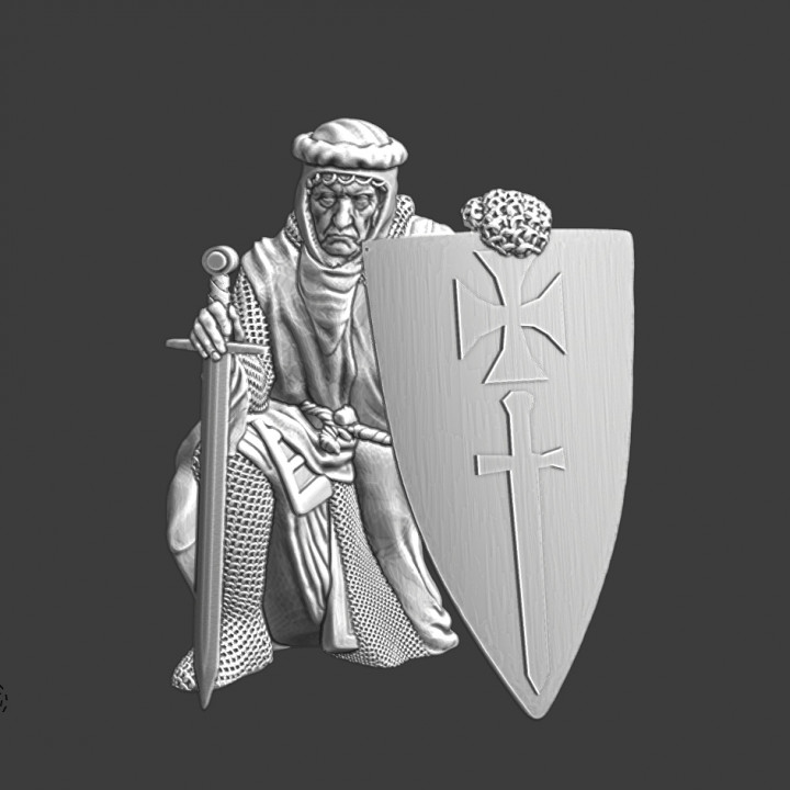 medieval livonian knight - praying northern crusades miniatures Tabletop Characters & Creatures Historical Universe figurine model wargaming warrior miniature tabletop toysoldier templar 28mm crusader hospitaller brethern swerd knightknights 3D print model - Mito3D
