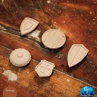 escudos gótico mesa 3D imprimible terreno fantasía medieval proteger 3d print model - Mito3D