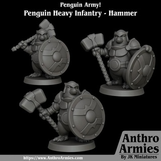 penguin heavy infantry jamie korte Tabletop Characters & Creatures Fantasy Universe army mini miniatures wargaming tabletop 3d print model - Mito3D