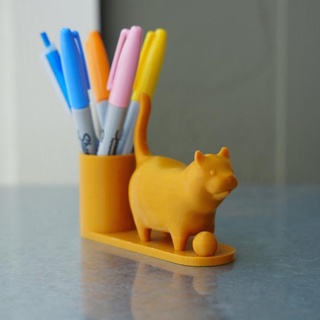 Grasso gatto penna titolare supporto philippe barreaud casa giardino ufficio titolari pennarello porta grasso 3d print model - Mito3D