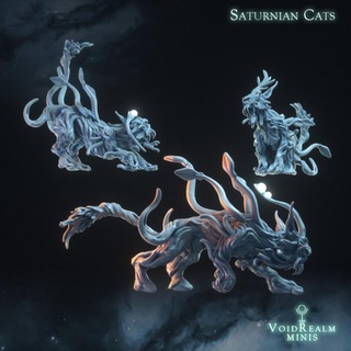 cats saturn x3 dreamlands voidrealm minis Tabletop Characters & Creatures Fantasy Universe cat horror surreal cosmic tabletop cthulhu lovecraft panther nightmare dnd feline mythos eldritch psychedelic voidrealms 3d print model - Mito3D